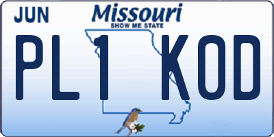 MO license plate PL1K0D