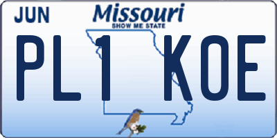 MO license plate PL1K0E