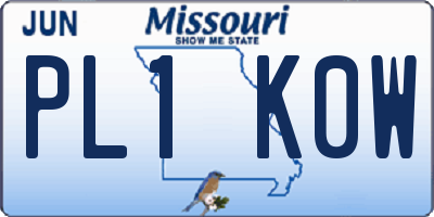 MO license plate PL1K0W