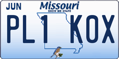 MO license plate PL1K0X