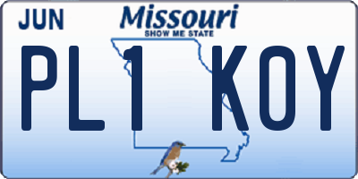 MO license plate PL1K0Y