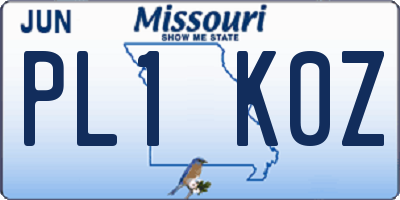 MO license plate PL1K0Z