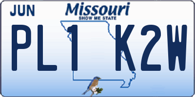 MO license plate PL1K2W
