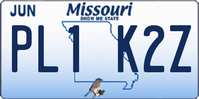 MO license plate PL1K2Z