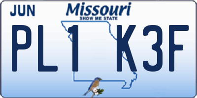 MO license plate PL1K3F