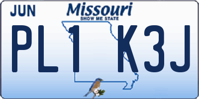 MO license plate PL1K3J