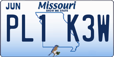 MO license plate PL1K3W