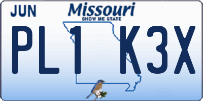 MO license plate PL1K3X