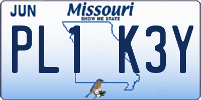 MO license plate PL1K3Y