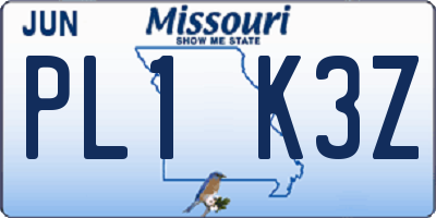 MO license plate PL1K3Z
