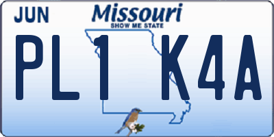MO license plate PL1K4A