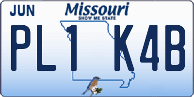 MO license plate PL1K4B