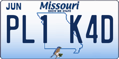 MO license plate PL1K4D