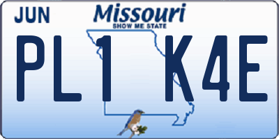 MO license plate PL1K4E
