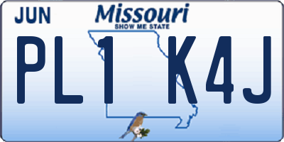 MO license plate PL1K4J