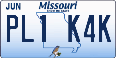 MO license plate PL1K4K
