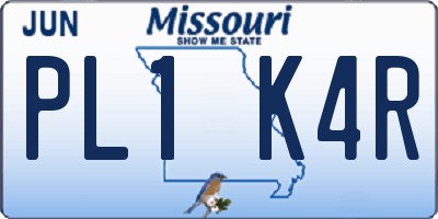 MO license plate PL1K4R