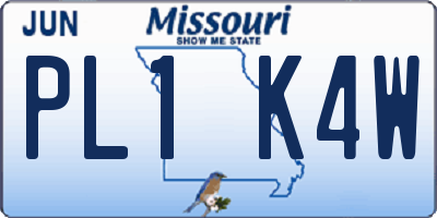 MO license plate PL1K4W