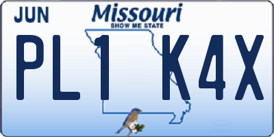 MO license plate PL1K4X
