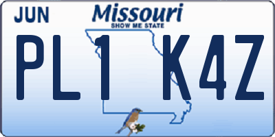 MO license plate PL1K4Z