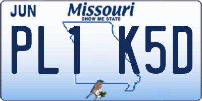 MO license plate PL1K5D