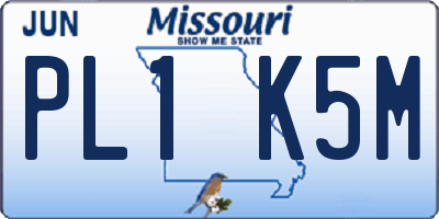 MO license plate PL1K5M