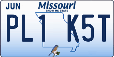 MO license plate PL1K5T
