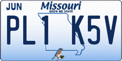 MO license plate PL1K5V