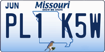 MO license plate PL1K5W