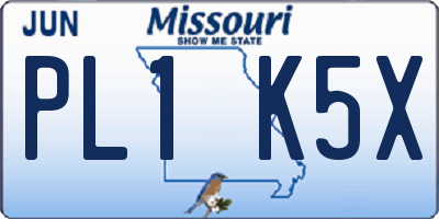 MO license plate PL1K5X