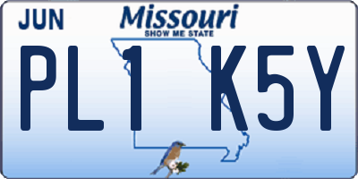 MO license plate PL1K5Y