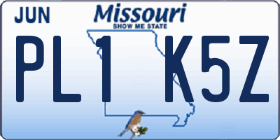 MO license plate PL1K5Z