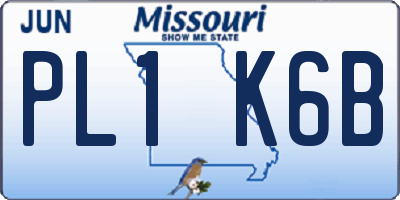 MO license plate PL1K6B