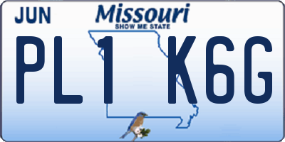 MO license plate PL1K6G
