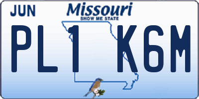 MO license plate PL1K6M