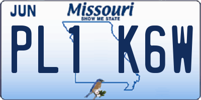 MO license plate PL1K6W