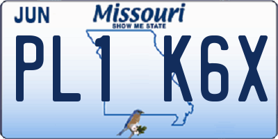 MO license plate PL1K6X