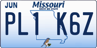 MO license plate PL1K6Z
