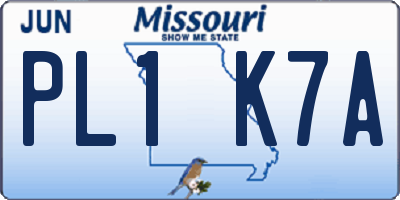 MO license plate PL1K7A