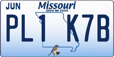 MO license plate PL1K7B