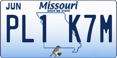 MO license plate PL1K7M