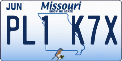 MO license plate PL1K7X
