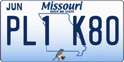 MO license plate PL1K8O