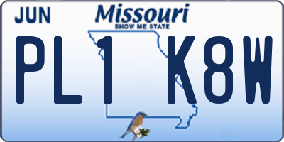 MO license plate PL1K8W