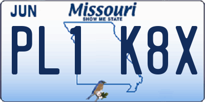 MO license plate PL1K8X