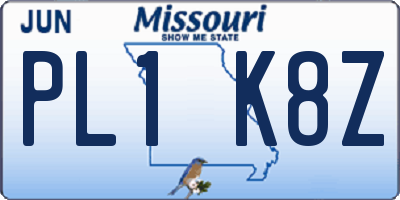 MO license plate PL1K8Z