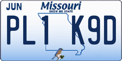 MO license plate PL1K9D