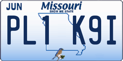 MO license plate PL1K9I