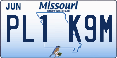 MO license plate PL1K9M