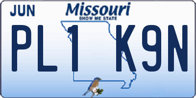 MO license plate PL1K9N
